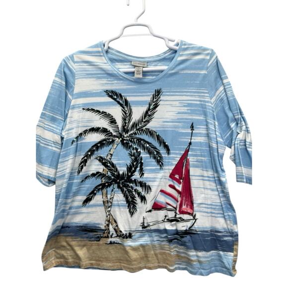 Catherines Top Sparkle Knit 3/4 Sleeve Women’s Plus Size 1X Blue - Picture 3 of 10